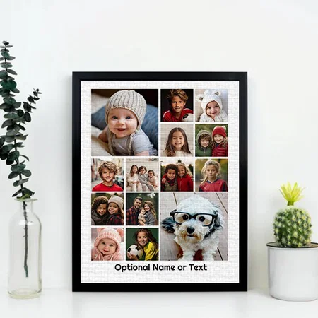 Photo Collage - Up to 14 photos Customized Photo Printed Rectangle Vertical Canvas Frame