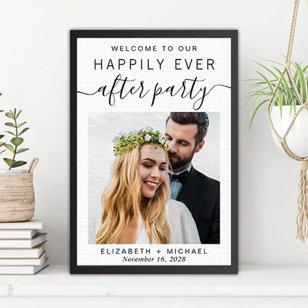 Wedding Reception Photo Welcome Customized Photo Printed Rectangle Vertical Canvas Frame