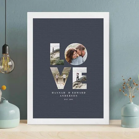 Love 4 Photo Modern Minimal Customized Photo Printed Rectangle Vertical Canvas Frame