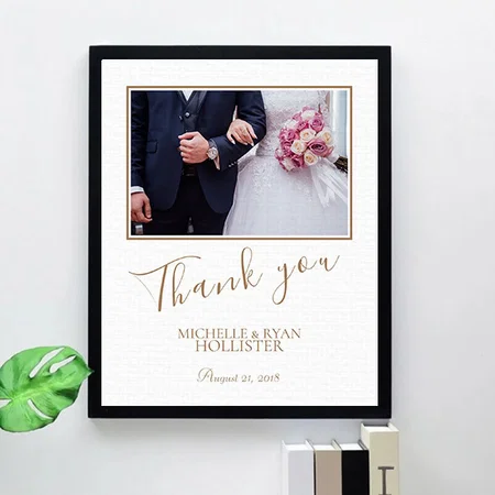 Elegant Wedding Thank you Photo Customized Photo Printed Rectangle Vertical Canvas Frame