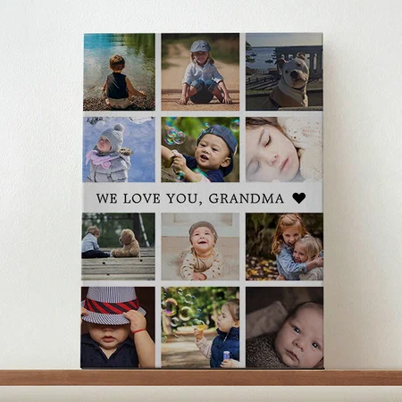 Photo Collage We Love You Grandma Customized Photo Printed Rectangle Vertical Canvas Frame