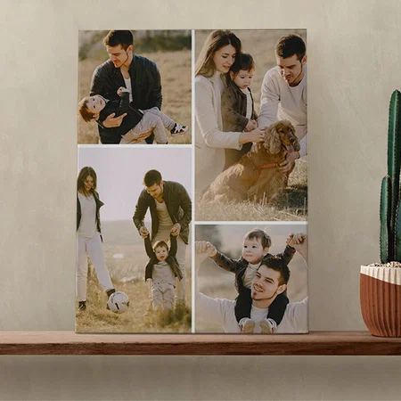 Simple Four Photo Collage Customized Photo Printed Rectangle Vertical Canvas Frame