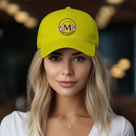 Name Initials Highlight Customized Printed Baseball Cap with Adjustable Strap for Men & Women