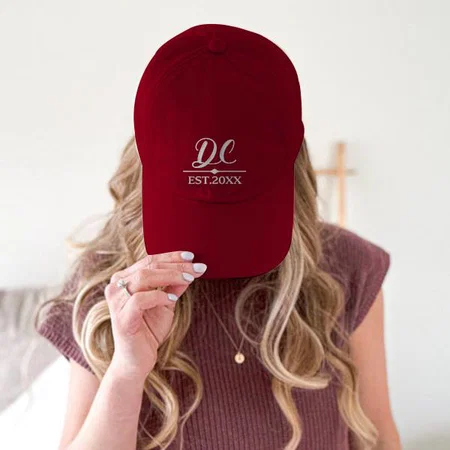 Name Initials Customized Printed Baseball Cap with Adjustable Strap for Men & Women