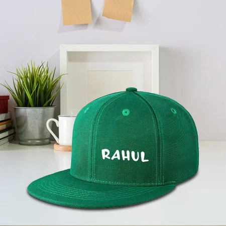 Green Customized Men's Classic Flat Brim Hip-Hop Adjustable Snapback Cap