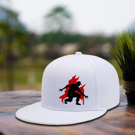White Customized Men's Classic Flat Brim Hip-Hop Adjustable Snapback Cap
