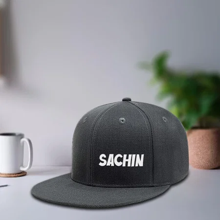Grey Customized Men's Classic Flat Brim Hip-Hop Adjustable Snapback Cap