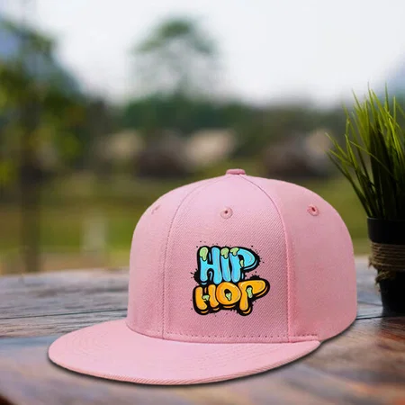 Pink Customized Men's Classic Flat Brim Hip-Hop Adjustable Snapback Cap