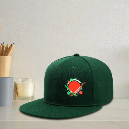 Green Customized Men's Classic Flat Brim Hip-Hop Adjustable Snapback Cap