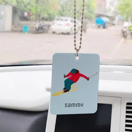 Skiing Customized Printed Car Hanging