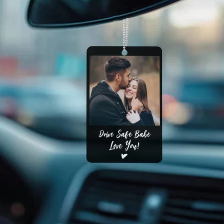 Drive Safe Babe With Photo Customized Printed Car Hanging