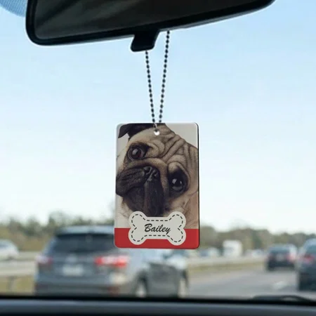 Pet Photos On Dog Bone Name Plate Customized Printed Car Hanging