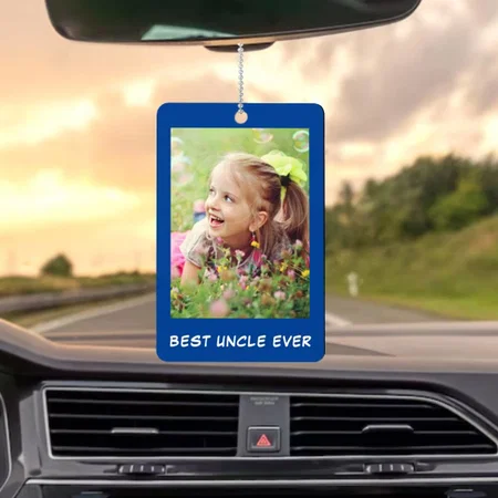 Best Uncle Ever Blue Customized Printed Car Hanging