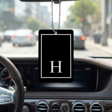 Black Monogram Customized Printed Car Hanging