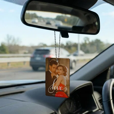 Love With Photo Customized Printed Car Hanging
