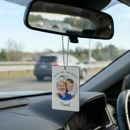 Love You Grandpa Photo Customized Printed Car Hanging