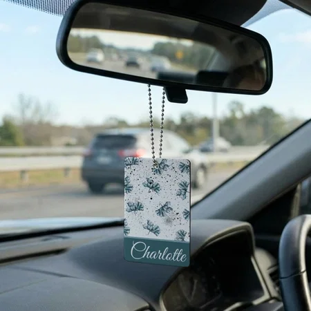 Blue Floral Monogram Customized Printed Car Hanging