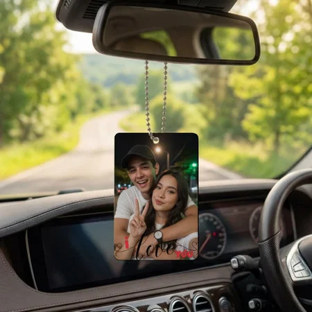 Couple Photo Customized Printed Car Hanging