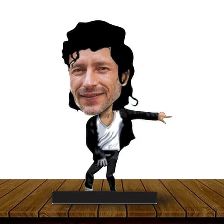Dancing Man Customized Wooden Caricature Bobble Head - 8 x 6 inches