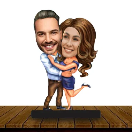 Happy Couple Customized Caricature Mobile Stand - 6 x 4 inches