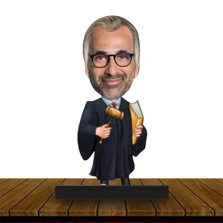 Judge Customized Wooden Caricature Bobble Head - 8 x 6 inches