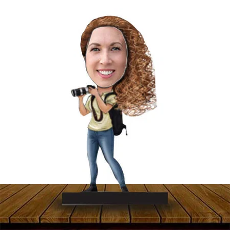 Traveller Customized Wooden Caricature Bobble Head - 8 x 6 inches
