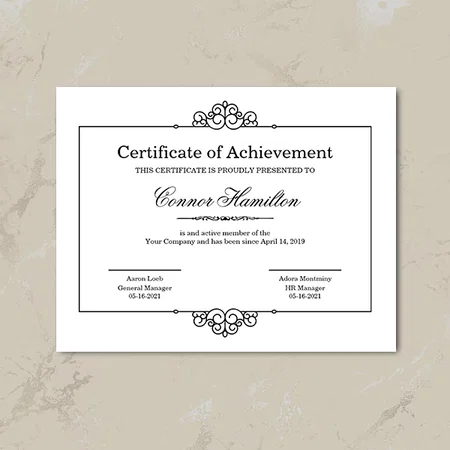 White Black Certificate of Appreciation Template Customized Horizontal Landscape Certificate
