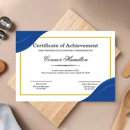 Blue Gold Certificate of Appreciation Template Customized Horizontal Landscape Certificate