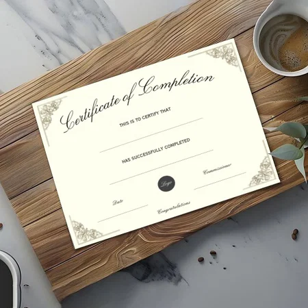 Brown Certificate of Completion Customized Horizontal Landscape Certificate