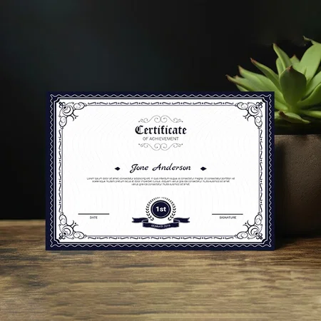 Blue Certificate Of Appreciation Customized Horizontal Landscape Certificate