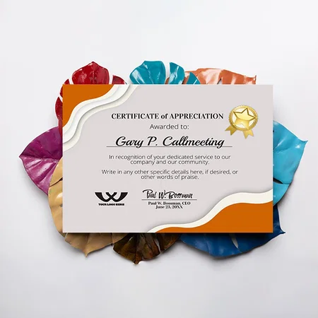 Certificate of Appreciation Volunteer Employee Poster Customized Horizontal Landscape Certificate