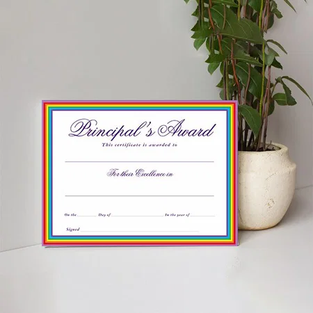 School Award Principal's Award Rainbow Flyer Customized Horizontal Landscape Certificate