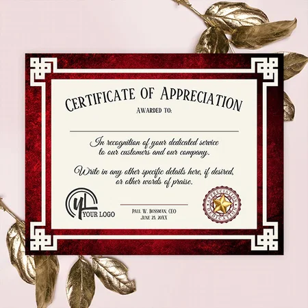 Red Certificate Template Flyer Customized Horizontal Landscape Certificate