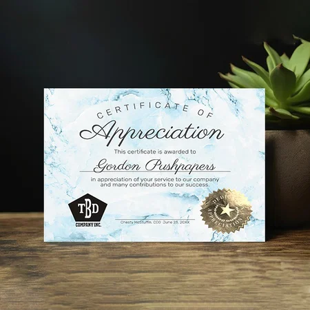 Employee Volunteer Certificate of Appreciation Customized Horizontal Landscape Certificate