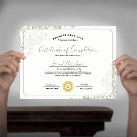 White Green Certificate Of Achievement Customized Horizontal Landscape Certificate