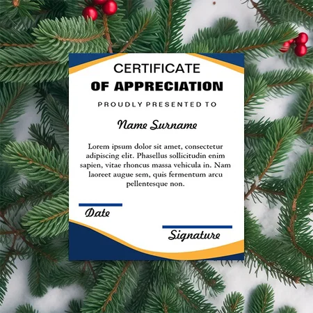 Certificate Of Appreciation Customized Horizontal Landscape Certificate