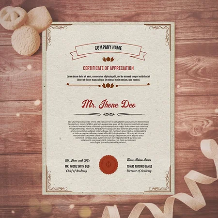 Certificate of Appreciation Customized Horizontal Landscape Certificate