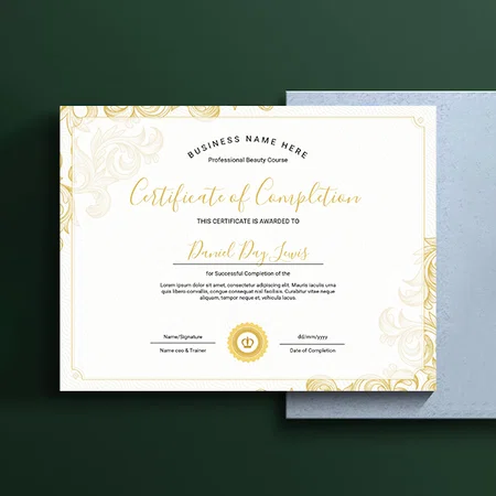 Gold Certificate Of Appreciation Customized Horizontal Landscape Certificate
