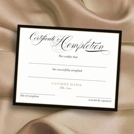 Certificate of Completion Award Customized Horizontal Landscape Certificate