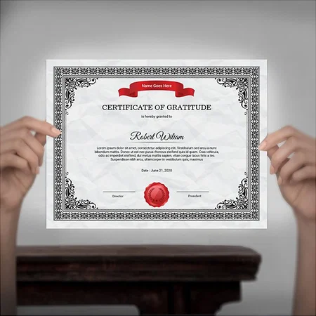 Grey Certificate of Gratitude Customized Horizontal Landscape Certificate
