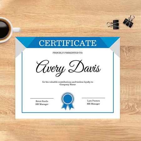 Blue Certificate of Appreciation Template Customized Horizontal Landscape Certificate