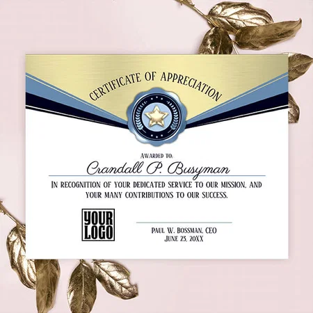 Pink Certificate of Completion Customized Horizontal Landscape Certificate