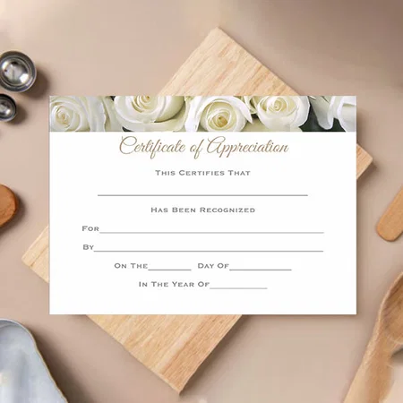 Floral Certificate of Completion Customized Horizontal Landscape Certificate