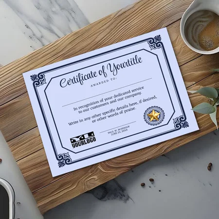Floral Certificate of Completion Customized Horizontal Landscape Certificate