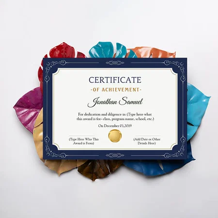 Blue Certificate of Appreciation Customized Horizontal Landscape Certificate