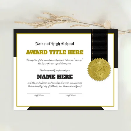 Sports Award Certificate Customized Horizontal Landscape Certificate