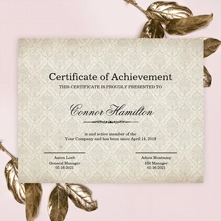 Vintage Pattern Design Certificate of Appreciation Customized Horizontal Landscape Certificate