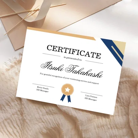 Blue Brown Certificate of Appreciation Template Customized Horizontal Landscape Certificate