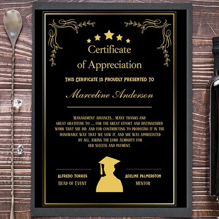 School Certificate of Appreciation Customized Vertical Portrait Certificate
