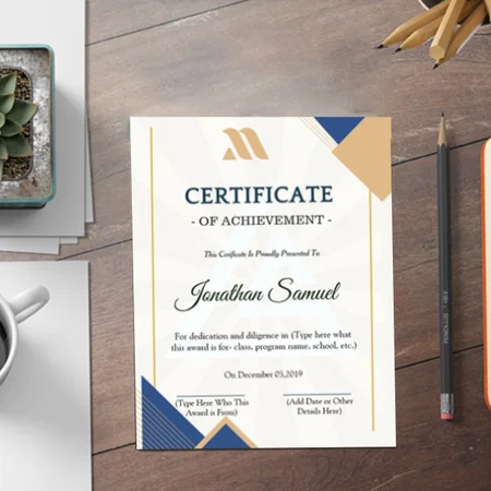 Abstract Design Certificate of Appreciation Customized Vertical Portrait Certificate